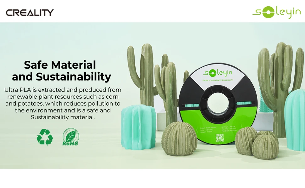 3/5/10 PCS Creality Soleyin Ultra PLA 1.75mm 3D Printer Filament Hi-Strength Low-Shrink Eco-Friendly for Creality K1 MAX/ K1C