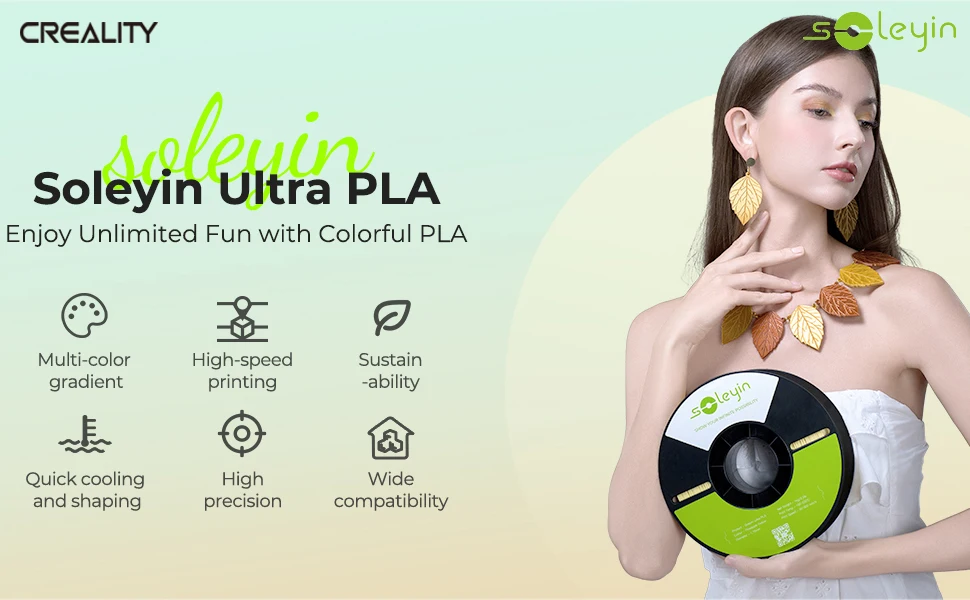 3/5/10 PCS Creality Soleyin Ultra PLA 1.75mm 3D Printer Filament Hi-Strength Low-Shrink Eco-Friendly for Creality K1 MAX/ K1C