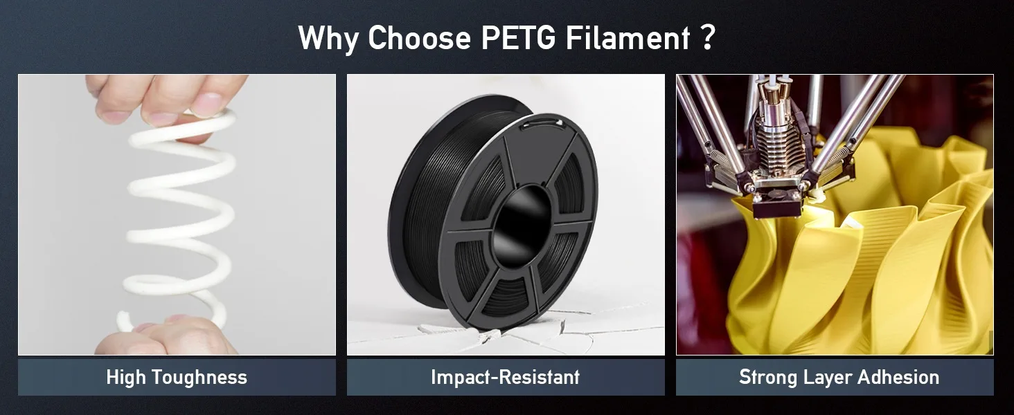 SUNLU 5KG PETG /Clear 3D Printer Filament 1.75mm 1000g Spool (2.2lbs) Neatly Arranged No Knot Filament Fit Most FDM Printer