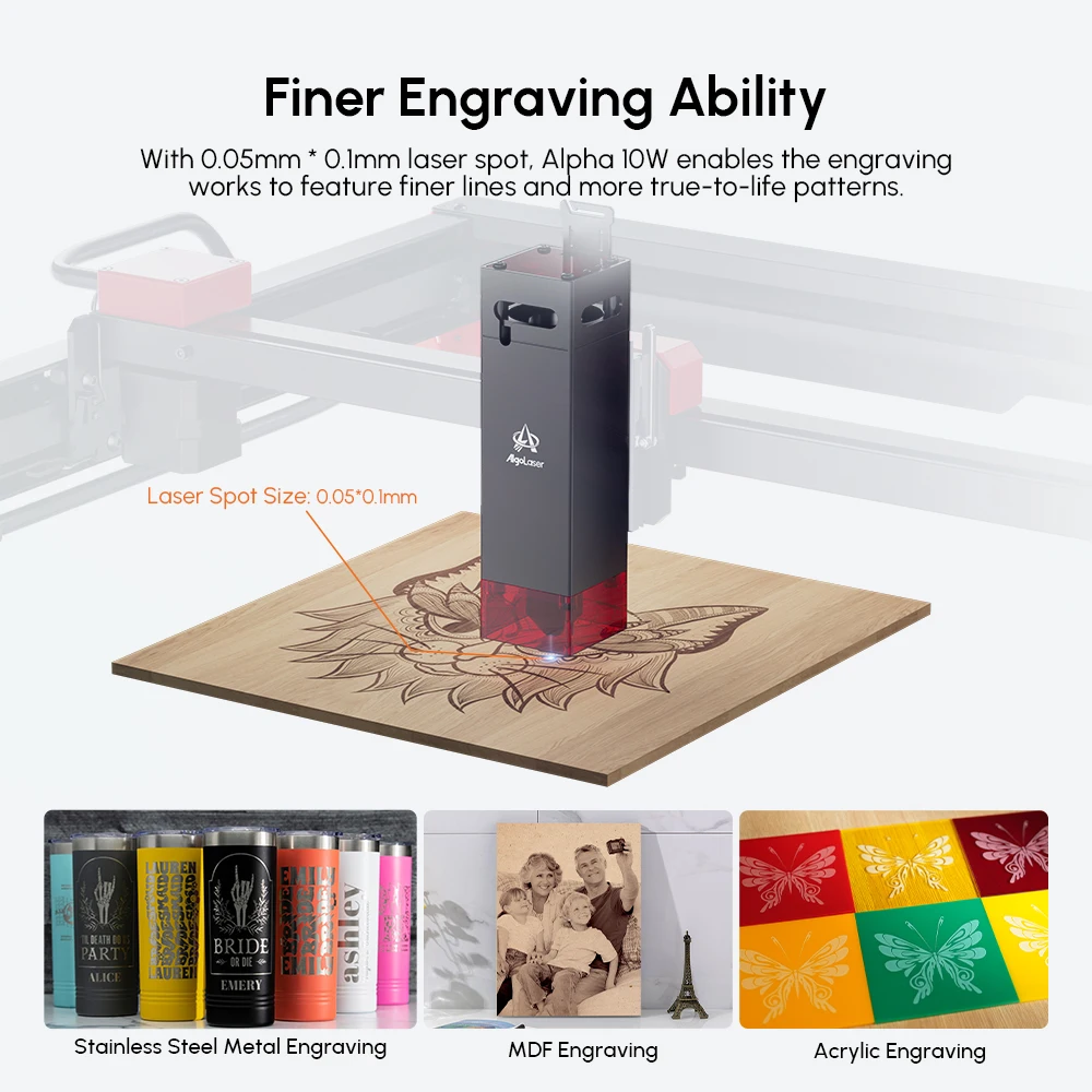 Algolaser Alpha 10W Laser Engraver Laser Cutter 12000mm/min DIY Gifts Handmade Business Tools For DIY Wood Metal Acrylic Leather