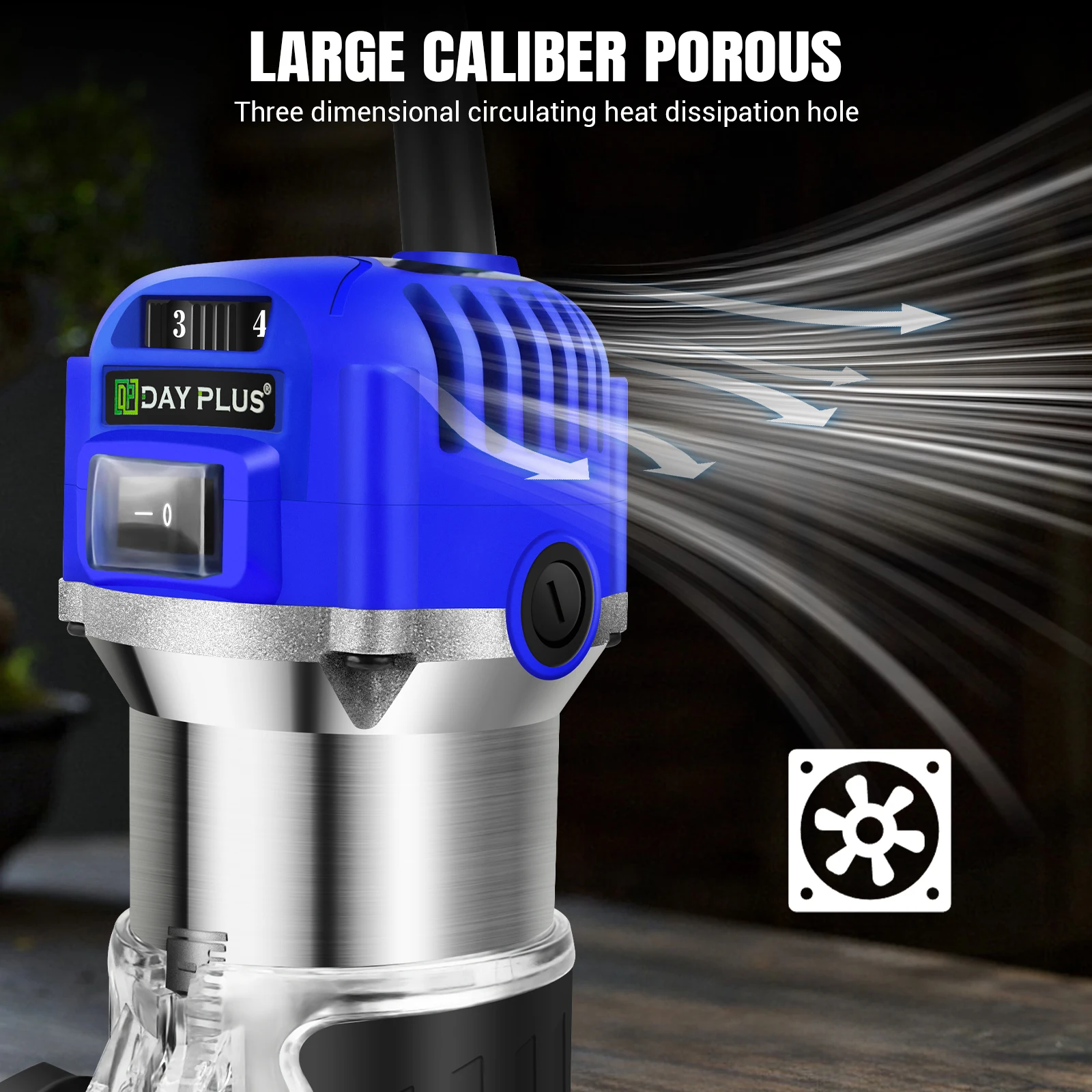 Electric Palm Router Tool,6 Variable Speed Wood Router with 15PCS 1/4" Router Bits,Wood Trimmer Routers Woodworking,Blue