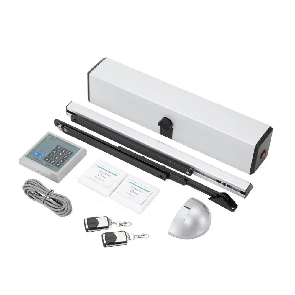 150kg Automatic Swing Door Opener Closer 100v-240V Residential Commercial Electric Swing Gate with 2 Remote Controllers