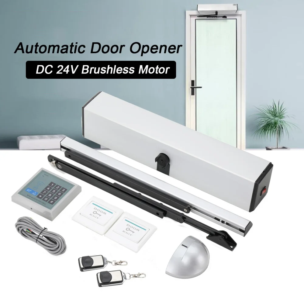 150kg Automatic Swing Door Opener Closer 100v-240V Residential Commercial Electric Swing Gate with 2 Remote Controllers