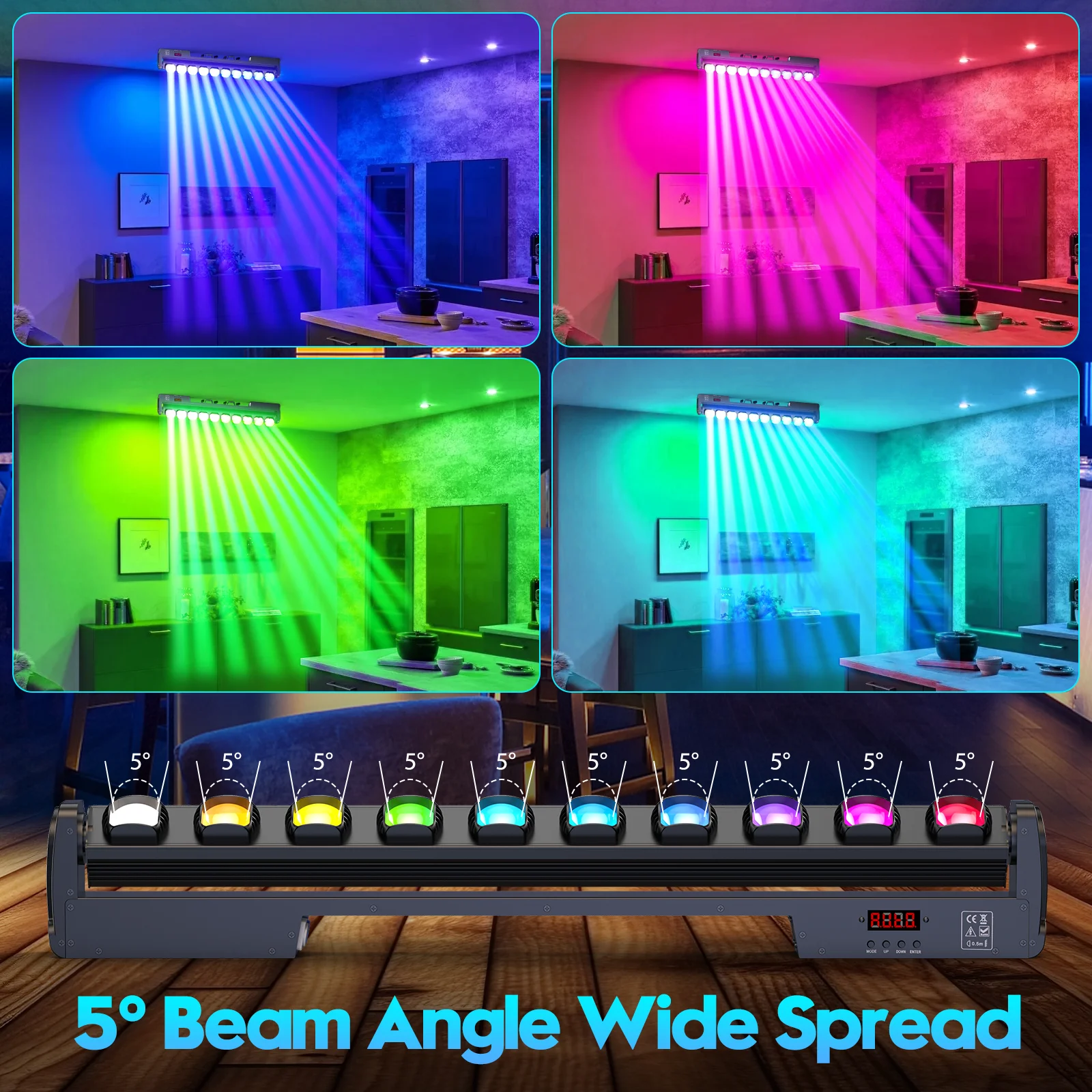 LeLeght 250W RGBW Beam Wall Washer Light 4 IN 1 Wall Washing Rotatable Lamp Stage Swing Dot Light for Party Concert Disco DJ