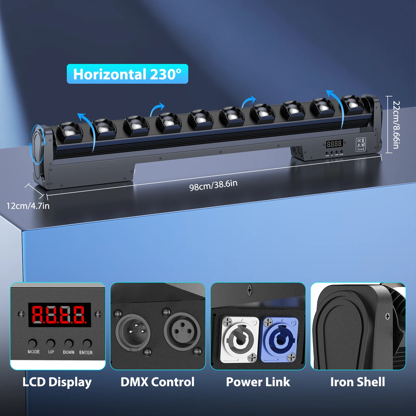 LeLeght 250W RGBW Beam Wall Washer Light 4 IN 1 Wall Washing Rotatable Lamp Stage Swing Dot Light for Party Concert Disco DJ