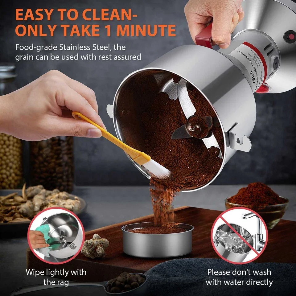 800G/2500G High Power Electric Grain Mill Grinder Swing Spice Grinders Stainless Steel for Herbs, grains, spices, cereals, corn