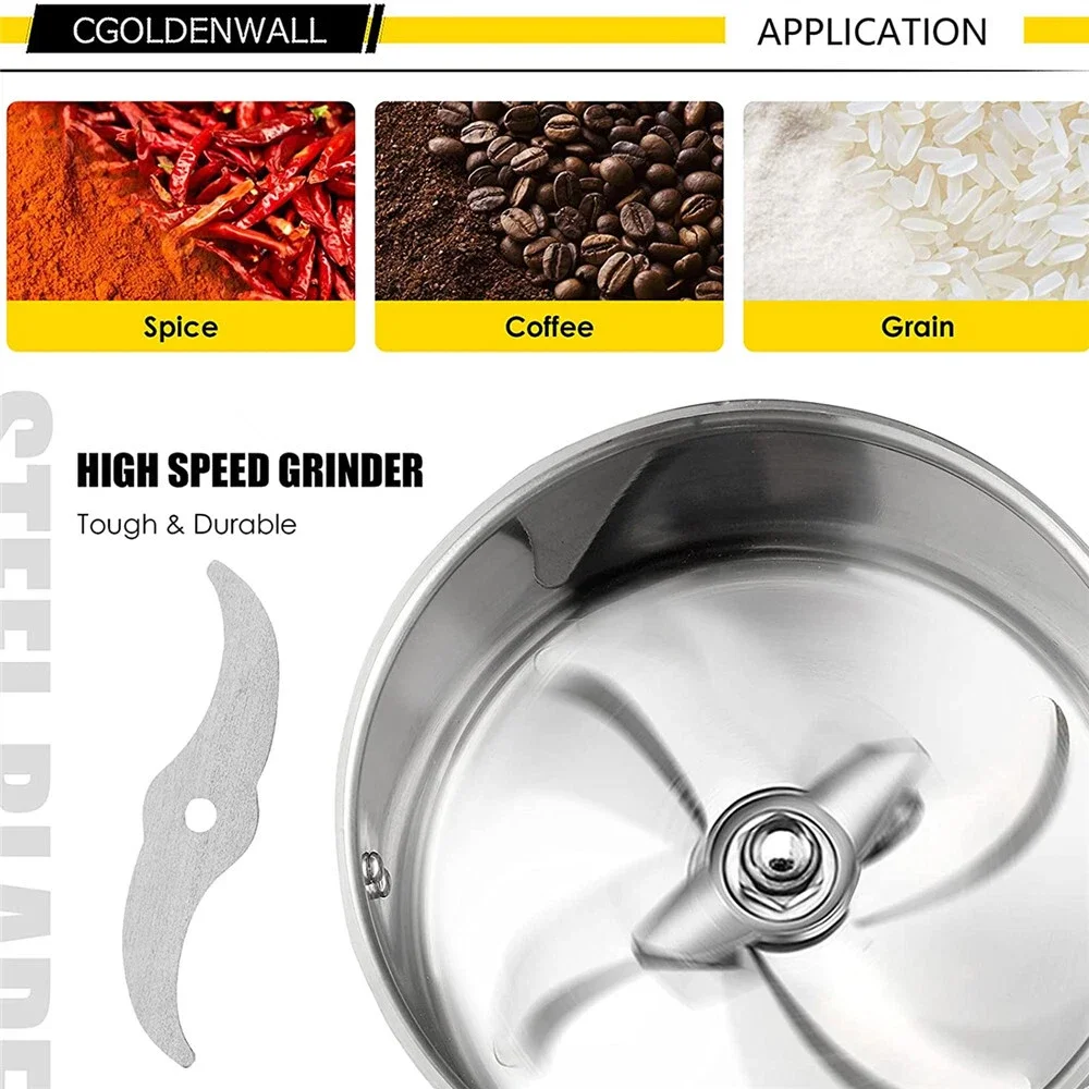 800G/2500G High Power Electric Grain Mill Grinder Swing Spice Grinders Stainless Steel for Herbs, grains, spices, cereals, corn