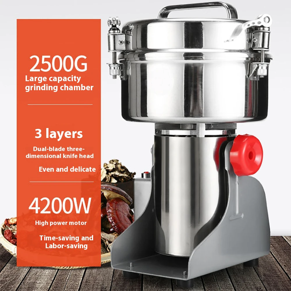 800G/2500G High Power Electric Grain Mill Grinder Swing Spice Grinders Stainless Steel for Herbs, grains, spices, cereals, corn