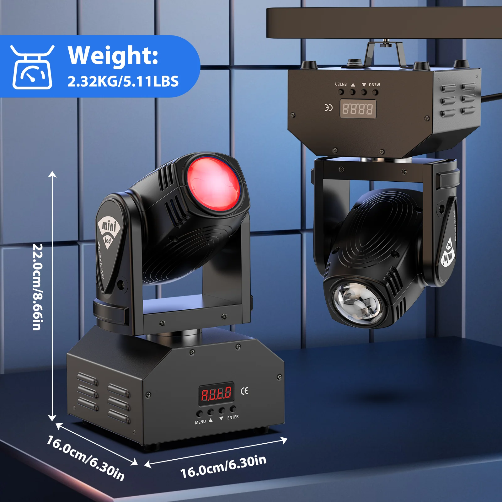 LeLeght Mini LED RGBW Moving Head Light 4 in 1 100W Stage Light 11/13CH DMX512 Voice-activated For Bar Disco Stage Effect Light