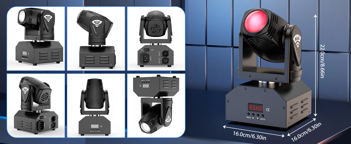 LeLeght Mini LED RGBW Moving Head Light 4 in 1 100W Stage Light 11/13CH DMX512 Voice-activated For Bar Disco Stage Effect Light
