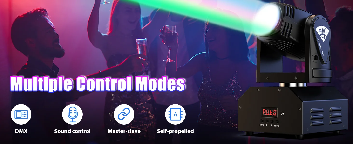 LeLeght Mini LED RGBW Moving Head Light 4 in 1 100W Stage Light 11/13CH DMX512 Voice-activated For Bar Disco Stage Effect Light