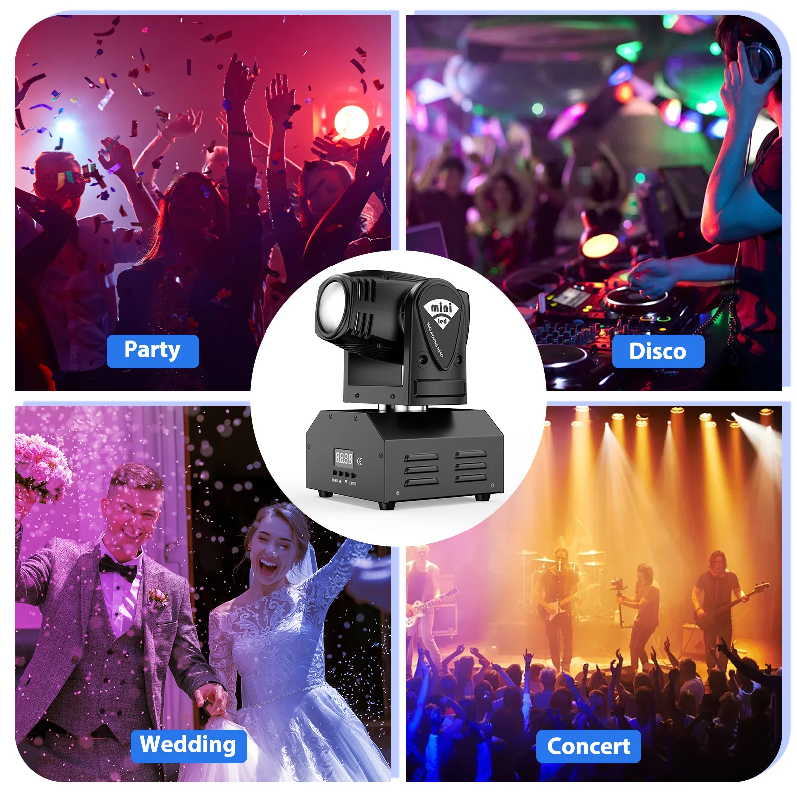 LeLeght Mini LED RGBW Moving Head Light 4 in 1 100W Stage Light 11/13CH DMX512 Voice-activated For Bar Disco Stage Effect Light