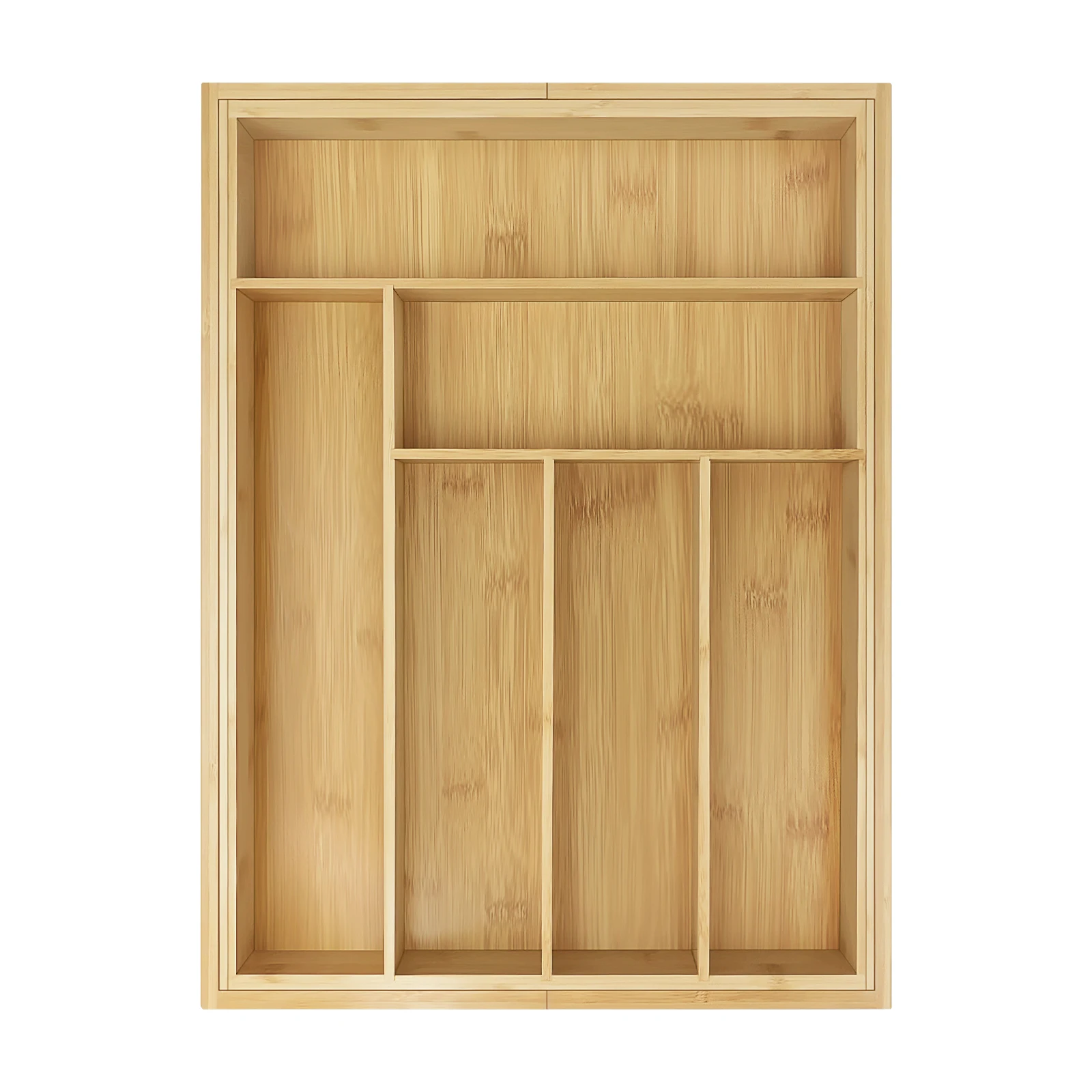 Bamboo Cutlery Tray 6-8 Compartment Utensil Holder for Kitchen Drawer Extendable Size Organiser for Knife, Forks and Cutlery