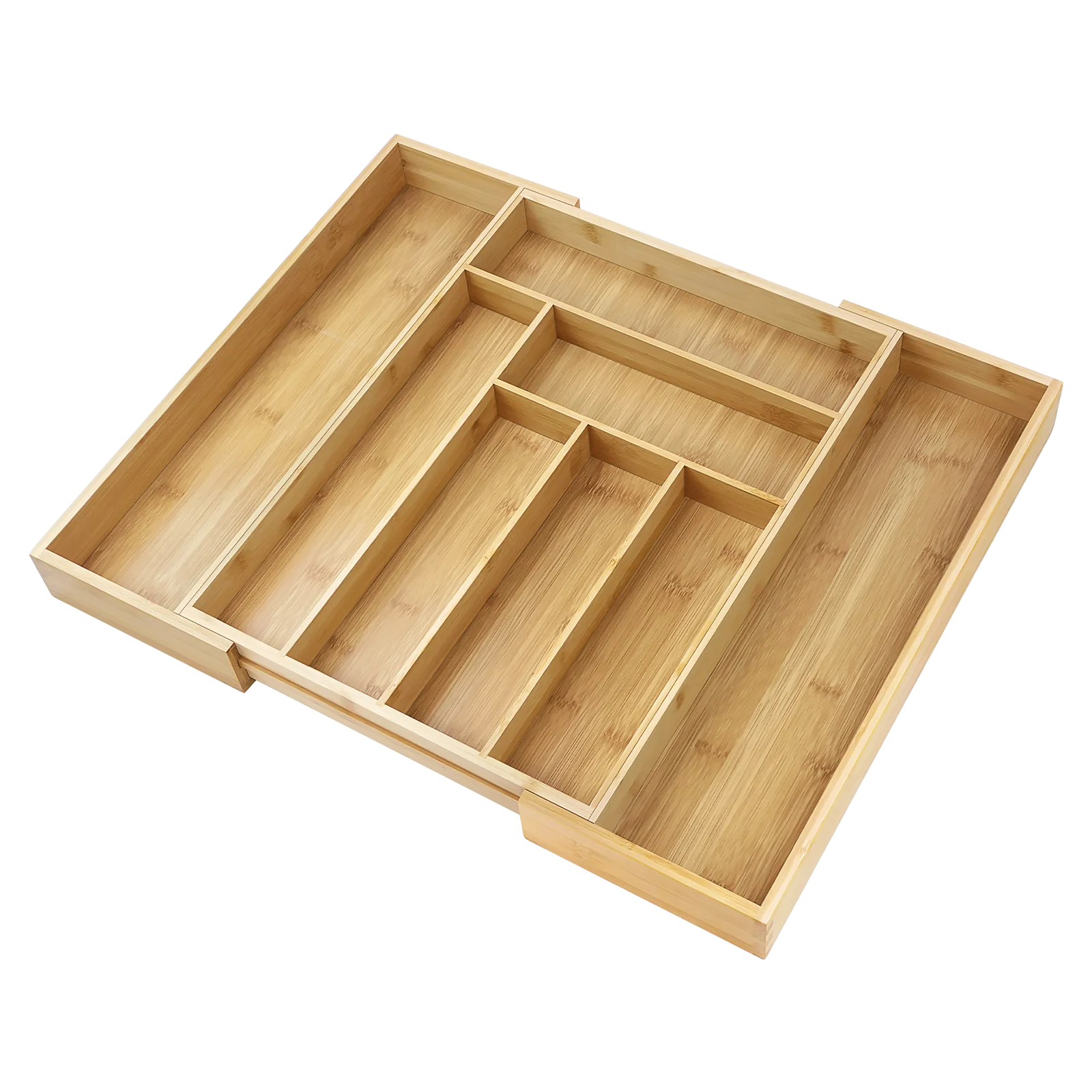 Bamboo Cutlery Tray 6-8 Compartment Utensil Holder for Kitchen Drawer Extendable Size Organiser for Knife, Forks and Cutlery