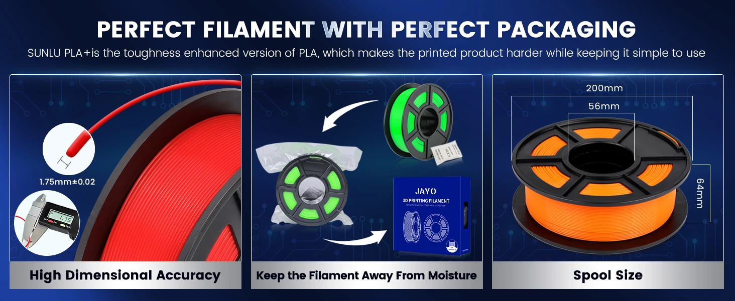 JAYO 3D PETG / PLA Plus / PLA Matte Printer Filament 1.75mm 3D Print Range High Flow Speedy PETG 3D Printer Filament For 3D
