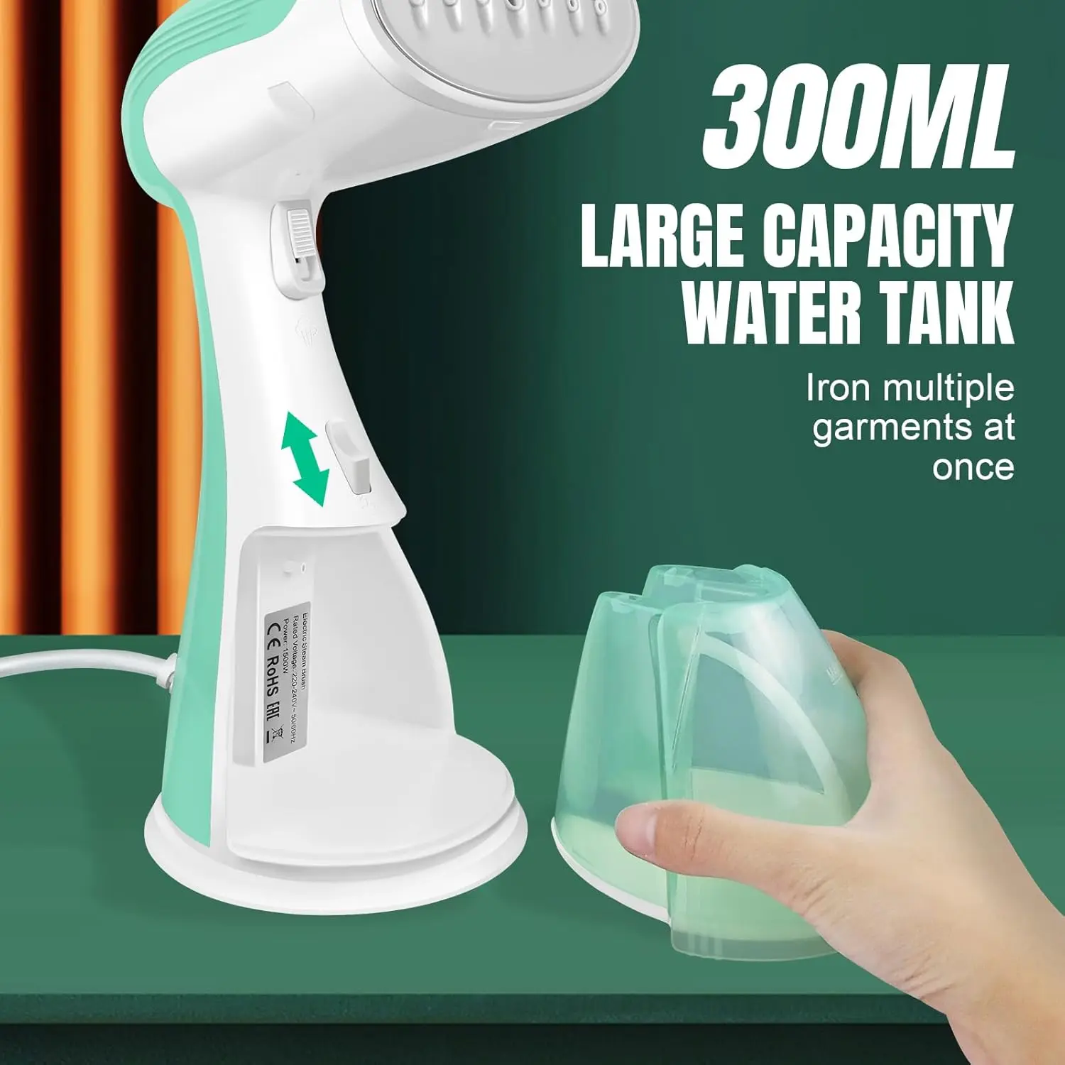 Handheld Clothes Steamer, Portable Garment Steamer Clothing for Home Office Travel, 30s Fast Heat-up 1500W Steam Iron with 300ML