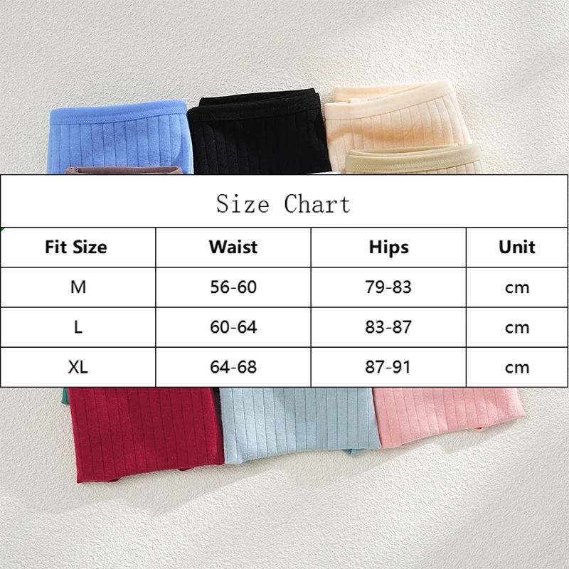 4PCS/SET Women's Cotton Panties Sexy Soft Striped Underpants 12 Solid Color Briefs Female Comfortable Stretch Lingerie M-XL