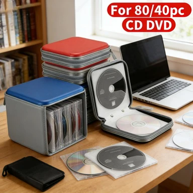 80/40Pcs Large Capacity Disc CD DVD VCD Wallet Storage Organizer Case Holder Album Box Cases with Zipper Bags CD Box Accessories