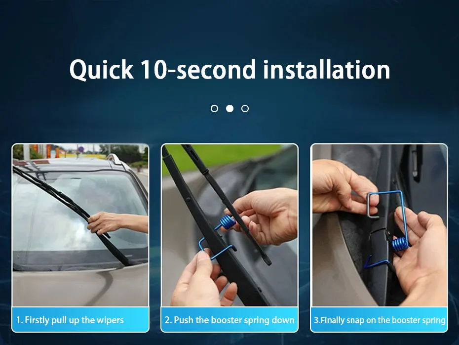 Wiper Blade Spring Steel Pressure Strip Universal Adapter for Firm Glass Contact Eliminate Chatter Skipping Streaking Rain Clean