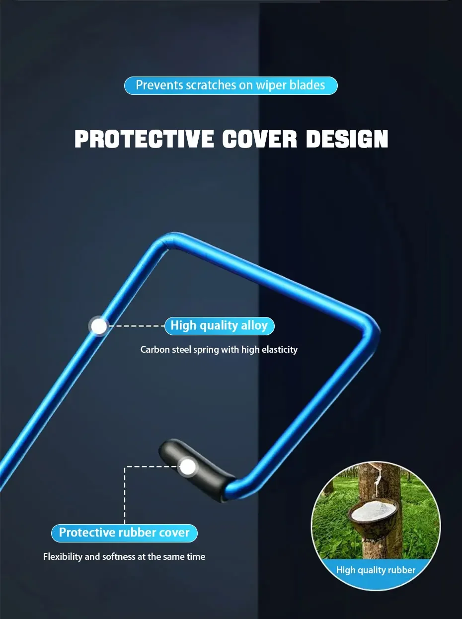 Wiper Blade Spring Steel Pressure Strip Universal Adapter for Firm Glass Contact Eliminate Chatter Skipping Streaking Rain Clean
