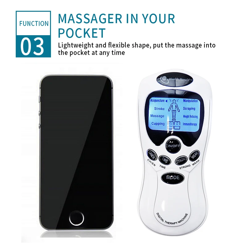 Electric Pulse Massager Muscle Stimulator Full Body Relax TENS Unit Machine Neck Back Arm Leg Relax Massage with Electrodes