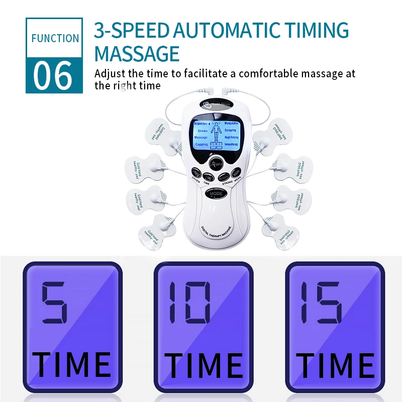 Electric Pulse Massager Muscle Stimulator Full Body Relax TENS Unit Machine Neck Back Arm Leg Relax Massage with Electrodes