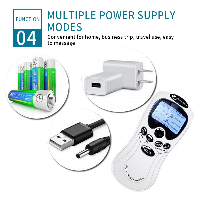 Electric Pulse Massager Muscle Stimulator Full Body Relax TENS Unit Machine Neck Back Arm Leg Relax Massage with Electrodes