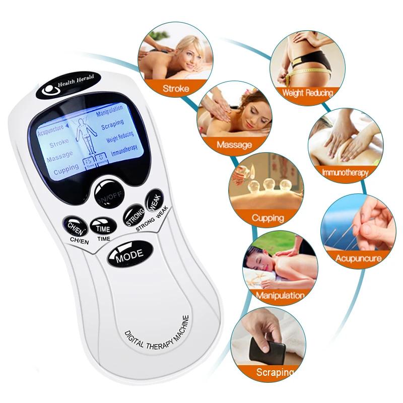 Electric Pulse Massager Muscle Stimulator Full Body Relax TENS Unit Machine Neck Back Arm Leg Relax Massage with Electrodes