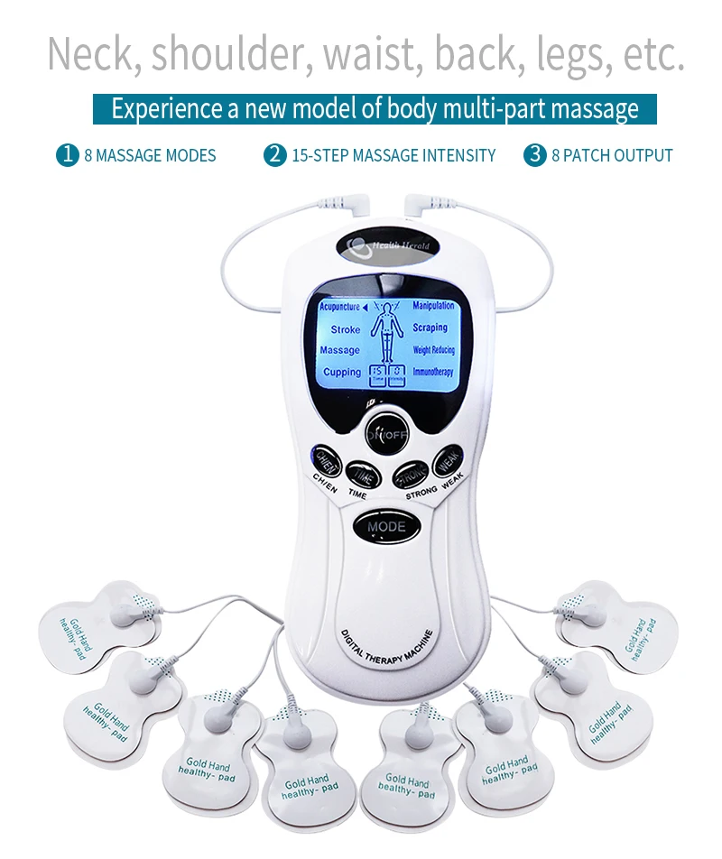 Electric Pulse Massager Muscle Stimulator Full Body Relax TENS Unit Machine Neck Back Arm Leg Relax Massage with Electrodes