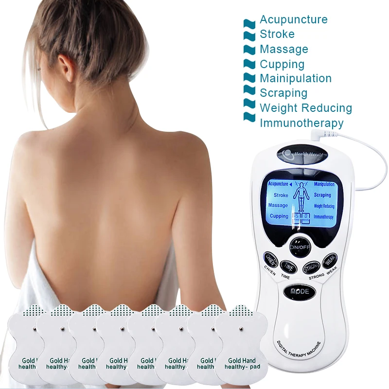 Electric Pulse Massager Muscle Stimulator Full Body Relax TENS Unit Machine Neck Back Arm Leg Relax Massage with Electrodes
