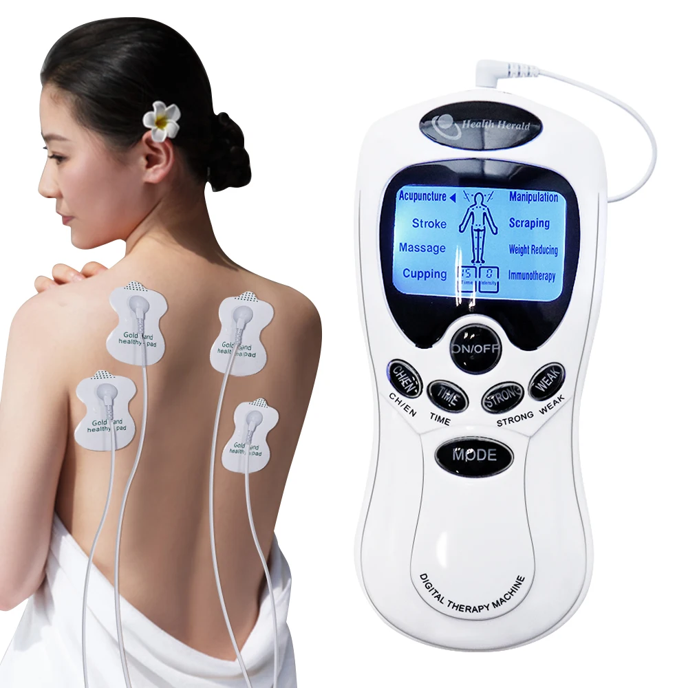 Electric Pulse Massager Muscle Stimulator Full Body Relax TENS Unit Machine Neck Back Arm Leg Relax Massage with Electrodes