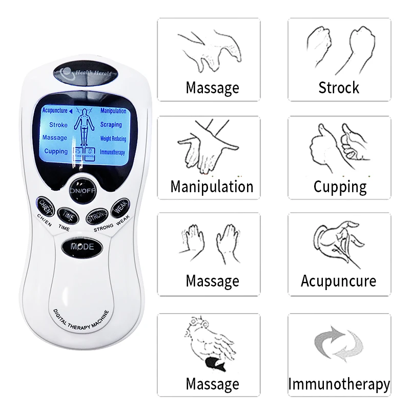 Electric Pulse Massager Muscle Stimulator Full Body Relax TENS Unit Machine Neck Back Arm Leg Relax Massage with Electrodes