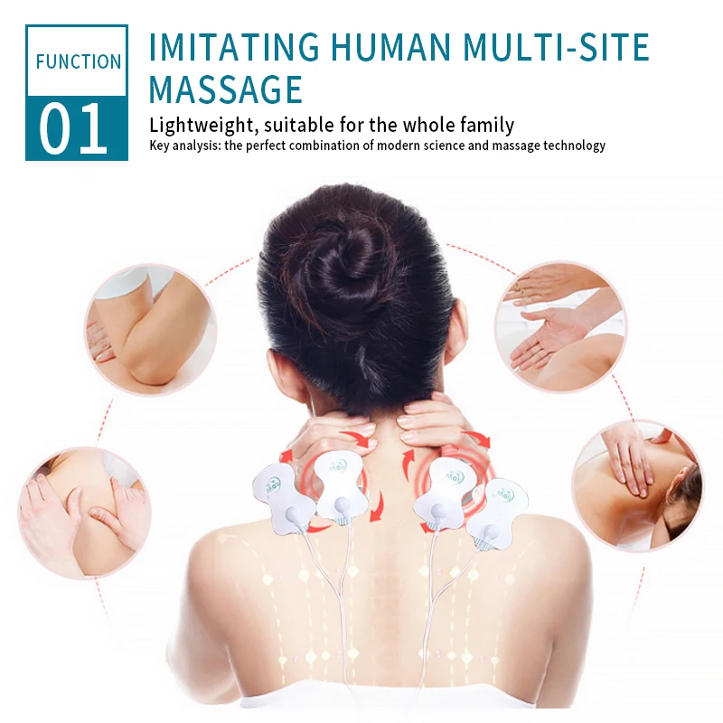 Electric Pulse Massager Muscle Stimulator Full Body Relax TENS Unit Machine Neck Back Arm Leg Relax Massage with Electrodes