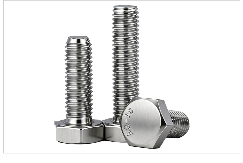 304 Stainless Steel A2-70 DIN933 Hexagon Head Bolts Full Thread Metric Fasteners M3 M4 M5 M6 M8 M10 M12