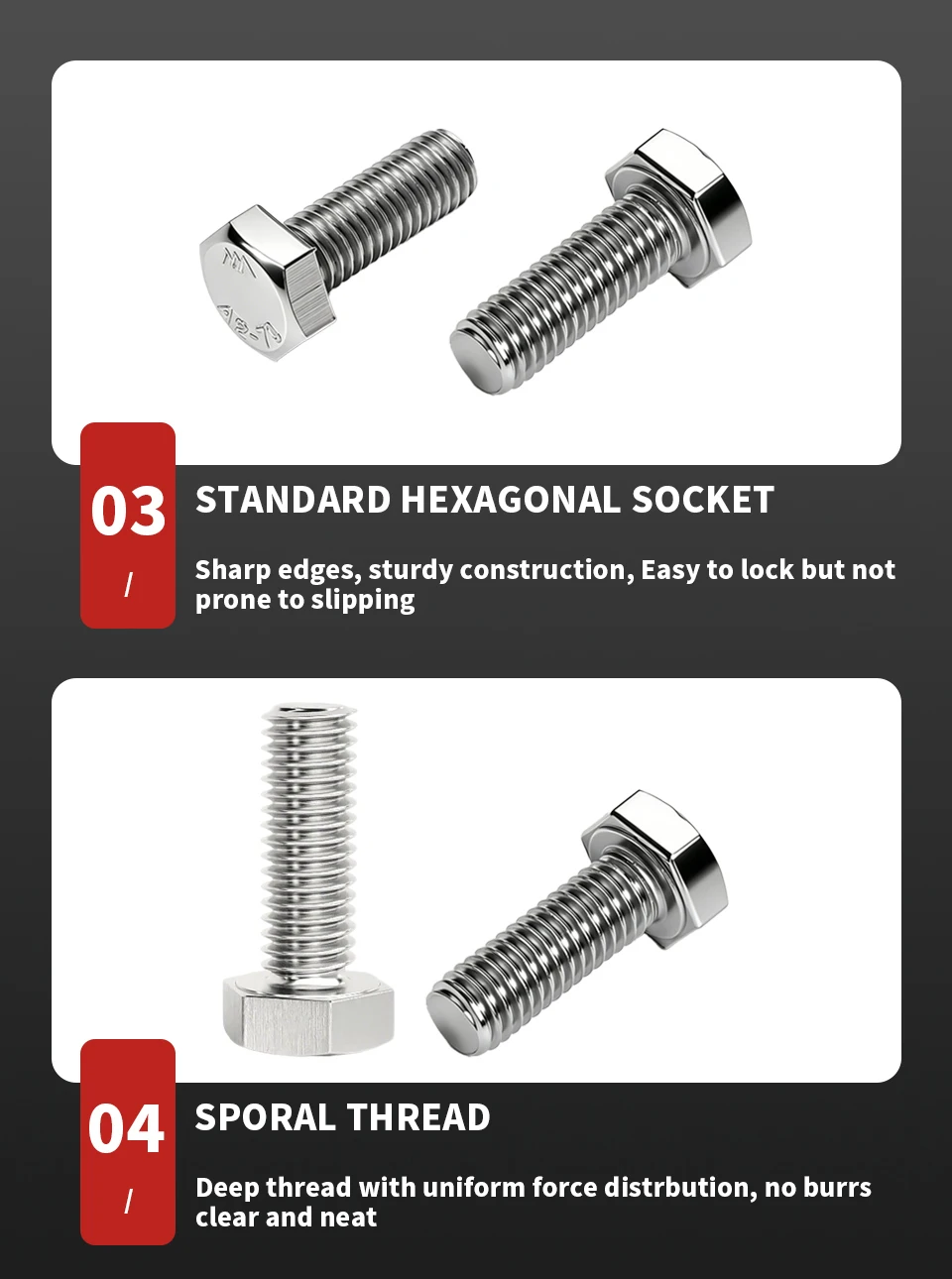 304 Stainless Steel A2-70 DIN933 Hexagon Head Bolts Full Thread Metric Fasteners M3 M4 M5 M6 M8 M10 M12