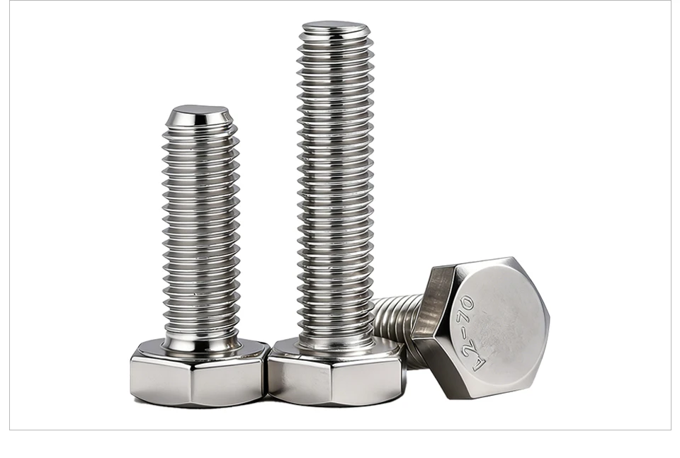 304 Stainless Steel A2-70 DIN933 Hexagon Head Bolts Full Thread Metric Fasteners M3 M4 M5 M6 M8 M10 M12