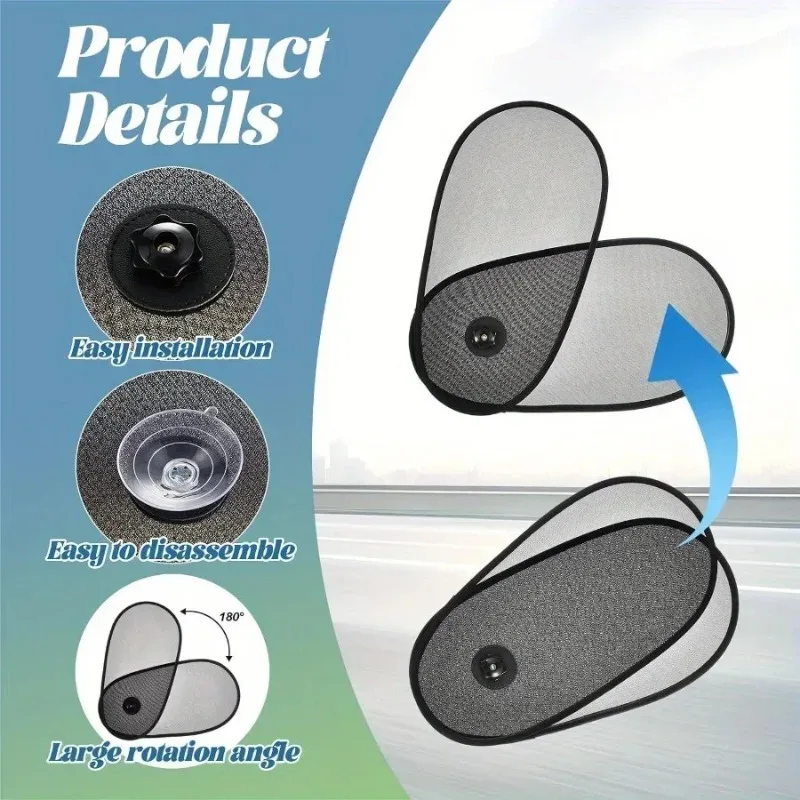 2/4-Piece 1/2 Sets Car Window Sun Shade Set, Adjustable Rotatable Side Window Sun Visor for Windshield, Fit Sun Protection
