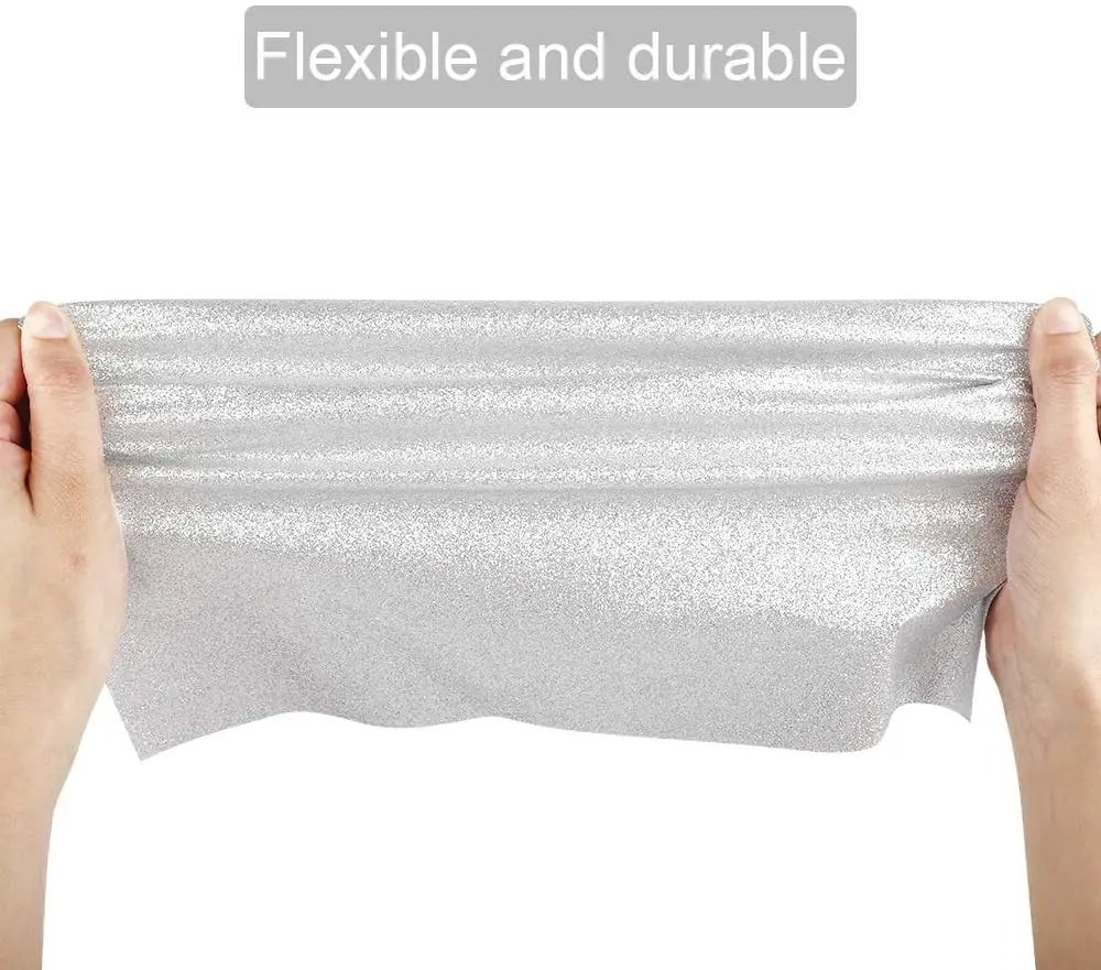 Heat Transfer Glitter Vinyl 12×10 Inch 1 Sheet Transfer Vinyl Iron On for Clothes HTV Shirt High Elastic Decor Film Easy to Cut