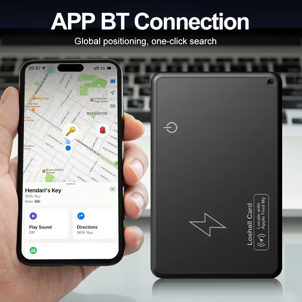 Wireless Charging GPS Locator Waterproof Work with Apple Find My App Item Locator Tracking Device for Luggage Tag Purse Passport