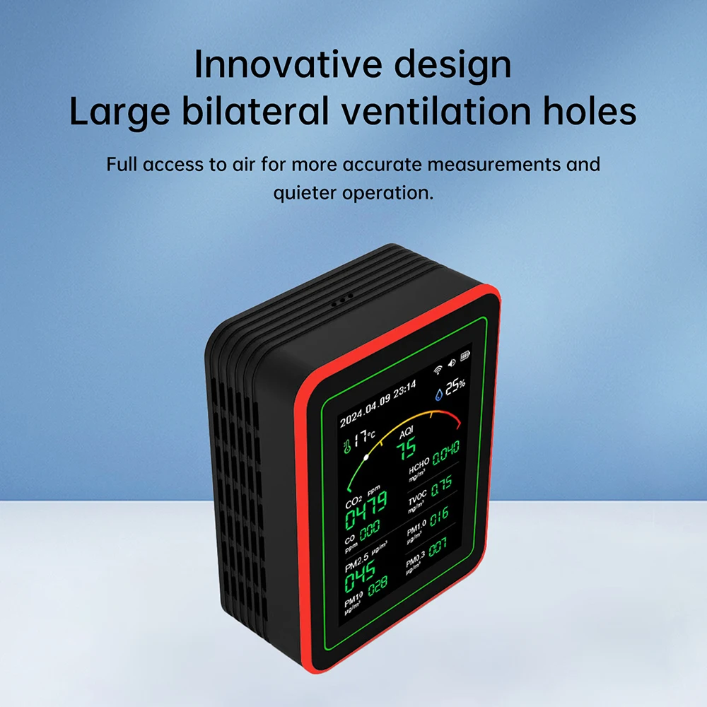 Multifunctional Digital Air Quality Monitor CO2 CO TVOC HCHO PM Meter Digital Temperature Humidity Tester Home Air Detector