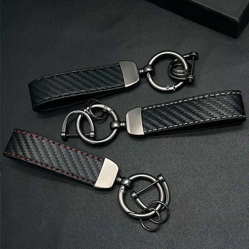 Carbon Fiber Rope Car Keychain Men Women Luxury Key Chain Holder Key Strap Pendant Keyring Horseshoe Buckle Business Gift