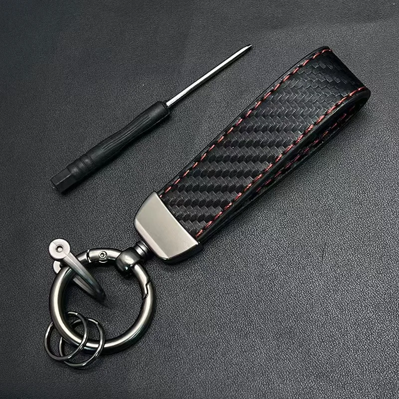 Carbon Fiber Rope Car Keychain Men Women Luxury Key Chain Holder Key Strap Pendant Keyring Horseshoe Buckle Business Gift