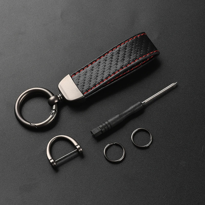 Carbon Fiber Rope Car Keychain Men Women Luxury Key Chain Holder Key Strap Pendant Keyring Horseshoe Buckle Business Gift