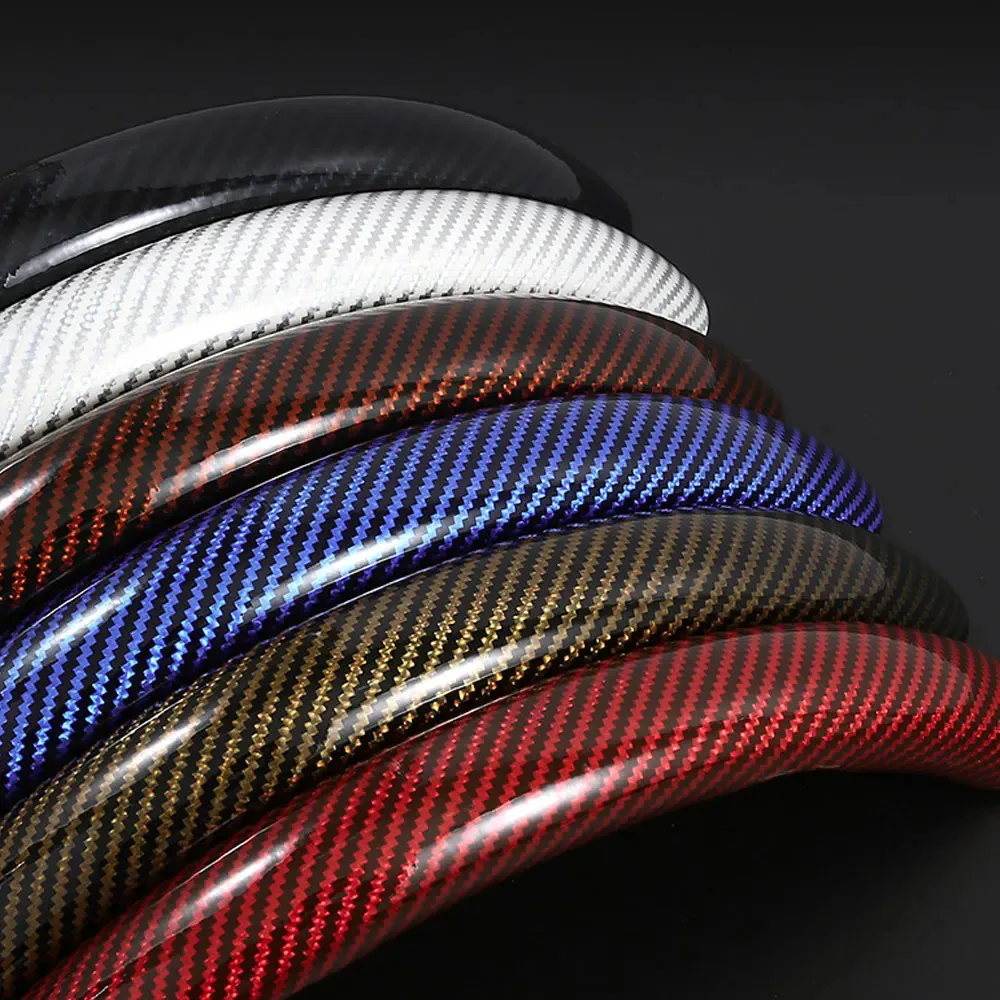 2/3PCS Laser Carbon Fiber Silicone Car Steering Wheel Cover 1K Micro Fiber Leather PVC Wheel Booster Cover Non-Slip Universal