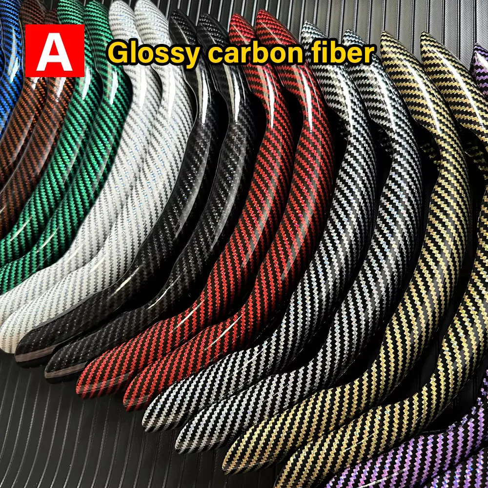 2/3PCS Laser Carbon Fiber Silicone Car Steering Wheel Cover 1K Micro Fiber Leather PVC Wheel Booster Cover Non-Slip Universal