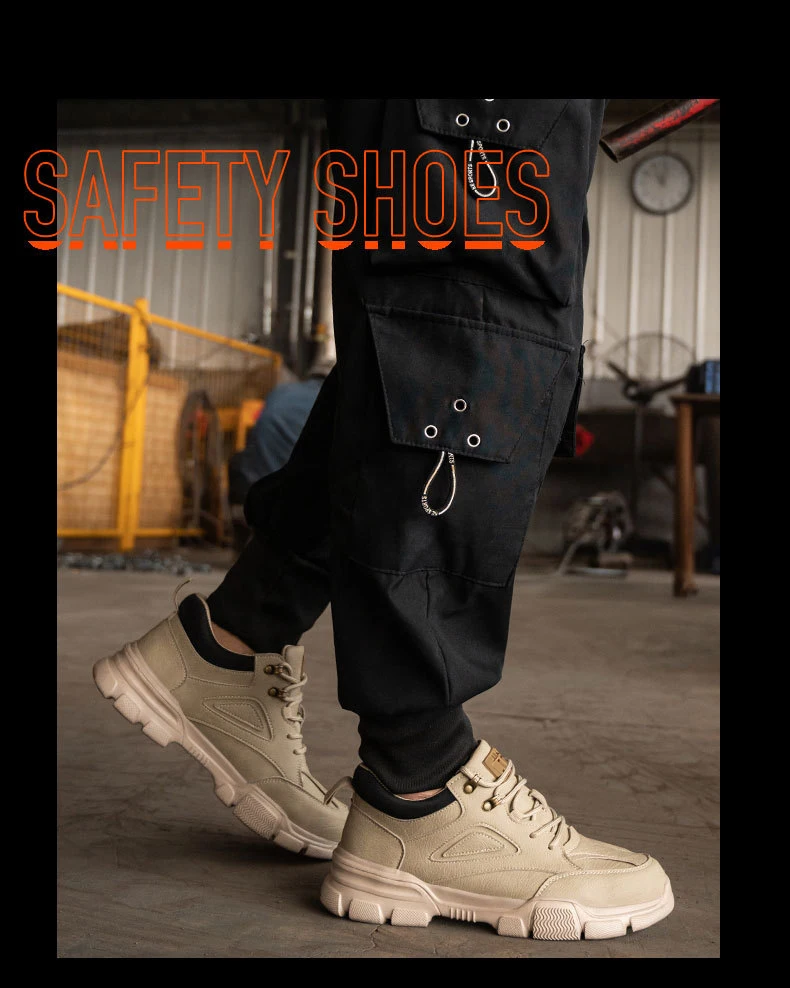 Men Work Shoes Steel Toe Cap Safety Boots European Standard Anti-smash Anti-puncture Men Shoes Light Waterproof Safety Shoes