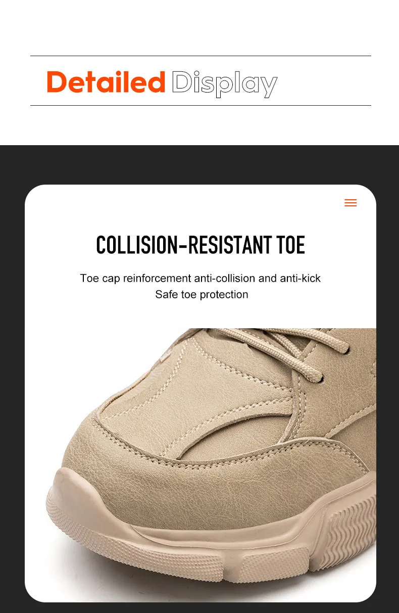 Men Work Shoes Steel Toe Cap Safety Boots European Standard Anti-smash Anti-puncture Men Shoes Light Waterproof Safety Shoes