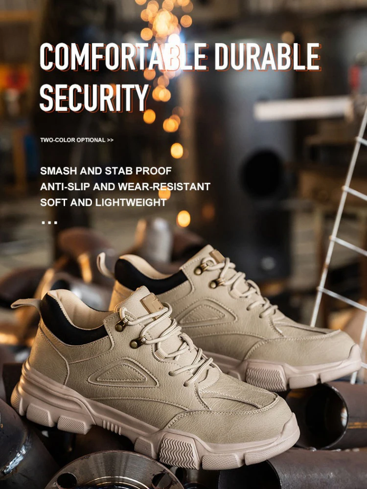 Men Work Shoes Steel Toe Cap Safety Boots European Standard Anti-smash Anti-puncture Men Shoes Light Waterproof Safety Shoes