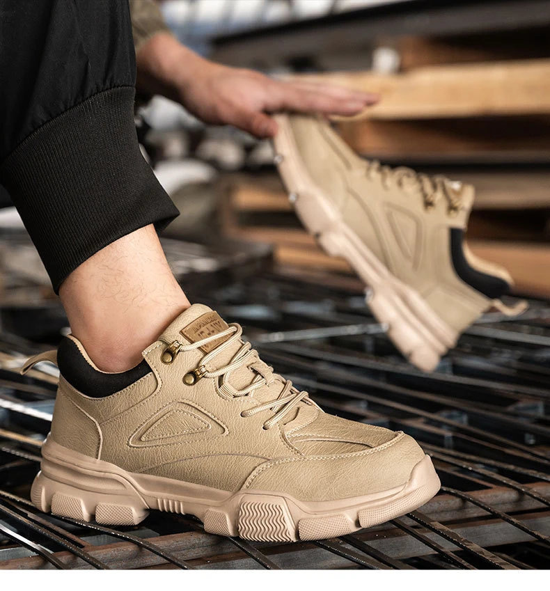 Men Work Shoes Steel Toe Cap Safety Boots European Standard Anti-smash Anti-puncture Men Shoes Light Waterproof Safety Shoes
