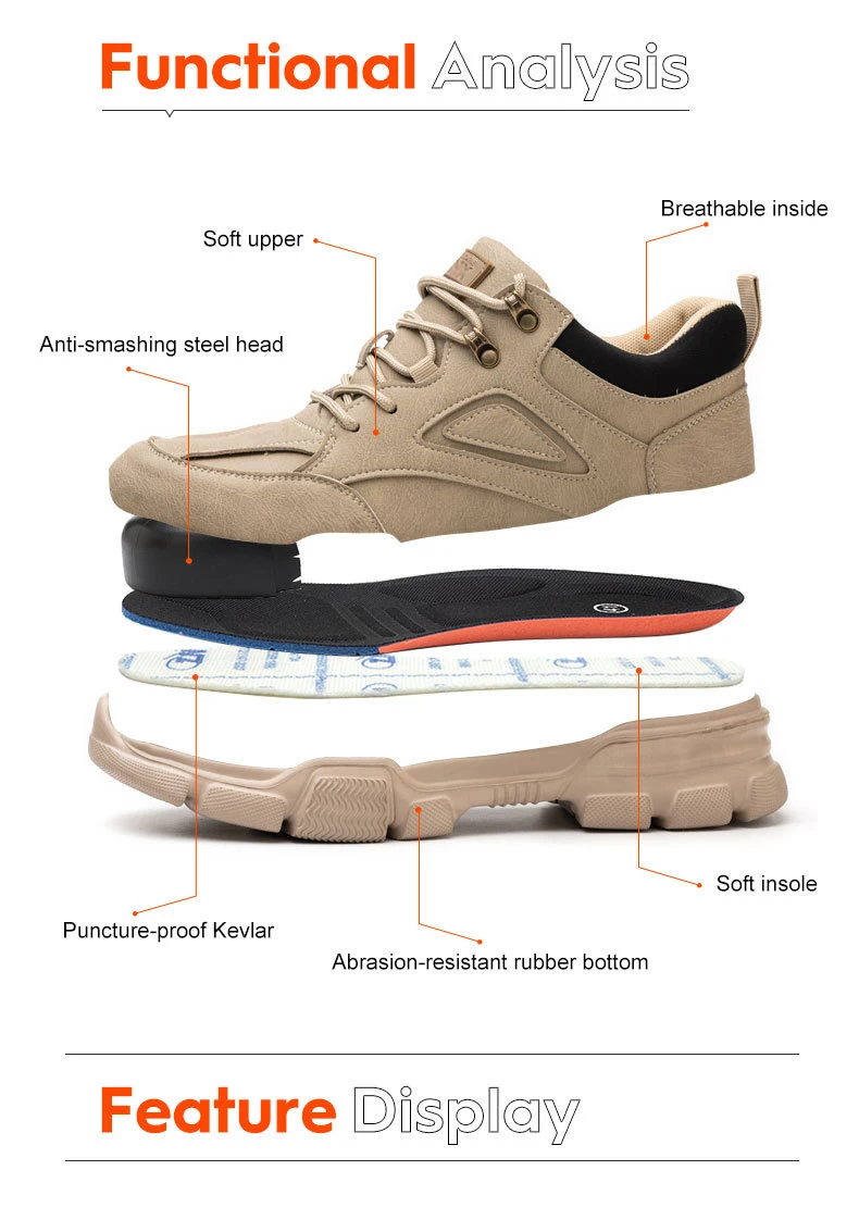 Men Work Shoes Steel Toe Cap Safety Boots European Standard Anti-smash Anti-puncture Men Shoes Light Waterproof Safety Shoes